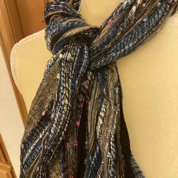 Chloe Multicolored Metallic Fringed Crochet Scarf - Picture 2 of 7